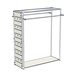 Хромированный стенд-вешало ETD-38 №1-4 (торец-ЭП) с полкой Зеркало 4мм, Белый
