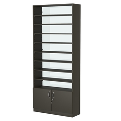 Стеллаж из ДСП с 8-ю полками 300x900 мм серии LEVEL-8 №12-1 (З/C - СТЕКЛО), Черный