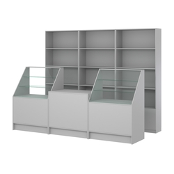 Комплект стеллажей ЭК-03 и прилавков ЭК-7, Серый