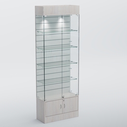 Витрина СЕТЬ №5-П с экономпанелью и полками, Ясень Анкор светлый