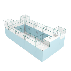 Остров ювелирный "Диаманд" №3, ЛДСП белый + МДФ голубой
