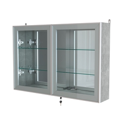 Витрина настенная №3-2А широкая с зеркалом серии Collecto, Метрополитан Грей