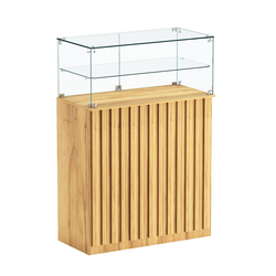 Торговый прилавок прямоугольный с планками и одной полкой ПРИЛИВ №2, Дуб Золотистый