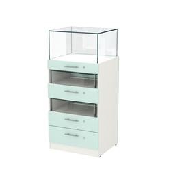 Прилавок ювелирный "Диаманд" №3-600 пристенный, ЛДСП белый + МДФ мята