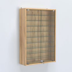 Витрина настенная №202-5А высокая с девятью полками, Дуб Золотистый