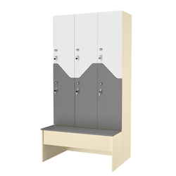 Шкаф для раздевалок со скамейкой КОМБО-Элегия №3-1А, Крем Вайс + Темно-серый+ Белый