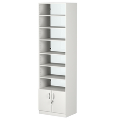 Стеллаж из ДСП с 6-ю полками 400x600 мм серии LEVEL-6 №7-1 (З/C - СТЕКЛО), Белый