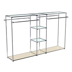 Хромированный стенд-вешало TD-49 №1-1 Хром (с прозрачными полками стекло 6мм), Крем Вайс