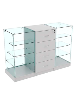 Прилавок Истра трёхсекционный на цоколе №12+13+12, Серый