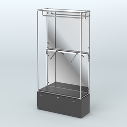 Торговая система ХРОМ (задняя стенка - зеркало) 1200 мм №2-1 с тумбой Т-11 и поручнями, Черный