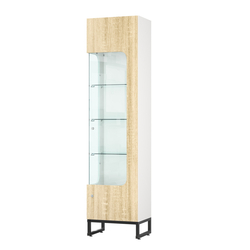 Витрина Монти №4-С левая, Белый + Дуб Сонома