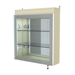 Витрина настенная №1-4А с подсветкой и зеркалом серии Collecto, Крем Вайс