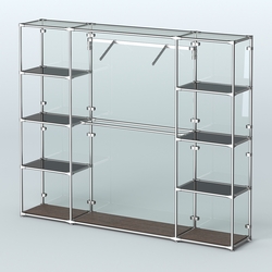 Торговая система ХРОМ (задняя стенка - стекло) 2430 мм с тонированными полками и поручнями №11, Дуб Венге