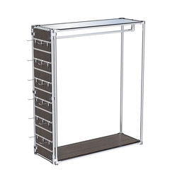 Хромированный стенд-вешало ETD-10 №1-4 (торец-ЭП) с полкой Зеркало 4мм, Дуб Венге