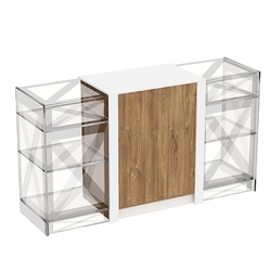 Прилавок из ДСП Модерн №1-КР-900 центральный, Дуб Канзас коричневый + Белый