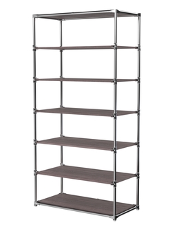 Пристенный торговый стеллаж ЛАЙТ с глубокими полками ДСП №4, Ясень Анкор темный - U31105