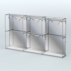 Торговая система ХРОМ (задняя стенка - зеркало) 3600 мм с поручнями №6, Ясень Анкор светлый