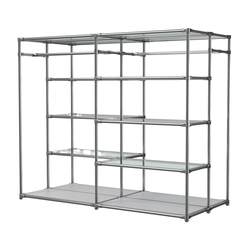 Хромированное вешало ПЛАТФОРМА №2-1 с полками стекло 6мм, Серый