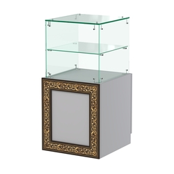 Стеклянный квадратный прилавок с декором №СПБА-10, Серый