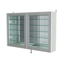 Витрина настенная №3-6А широкая зеркальная с пятью стеклянными полками серии Collecto, Белый