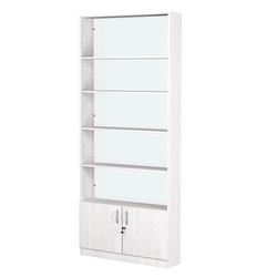 Стеллаж из ДСП с 4-мя полками 200x900 мм серии LEVEL-4 №10-1 (З/C - СТЕКЛО), Ясень Анкор светлый