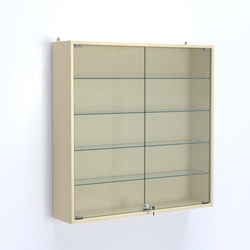 Витрина настенная №204-1А с узкими прозрачными полками, Крем Вайс