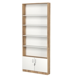 Стеллаж из ДСП с 4-мя полками 150x900 мм серии LEVEL-4 №9 (З/C - ДВП), Дуб Канзас коричневый + Белый