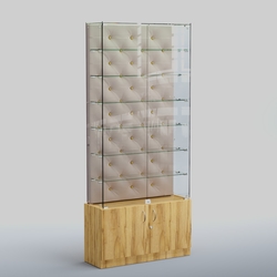 Высокая стеклянная витрина КАПИТОНЕ №33, Дуб Золотистый + 01 Cream