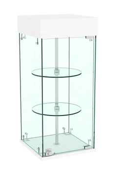 Витрина РОТАЦИЯ настольная с вращающимися полками №21-2 (прозрачная), Белый