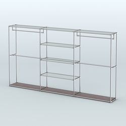 Торговая система ХРОМ без ДСП 3600 мм с прозрачными полками и поручнями №2, Ясень Анкор темный