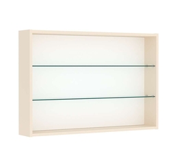 Витрина настенная №3-1Г открытая с двумя полками из стекла, Крем Вайс