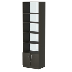 Стеллаж из ДСП с 4-мя полками 400x600 мм серии LEVEL-4 №7-1 (З/C - СТЕКЛО), Черный