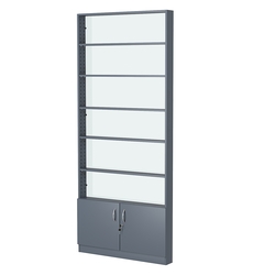 Стеллаж из ДСП с 5-ю полками 100x900 мм серии LEVEL-5 №8-1 (З/C - СТЕКЛО), Темно-Серый