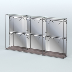 Торговая система ХРОМ (задняя стенка - зеркало) 3600 мм с поручнями №4, Ясень Анкор темный