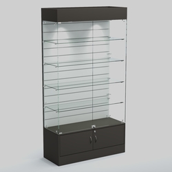 Витрина СЕТЬ №1-П с экономпанелью и полками, Черный + Белый