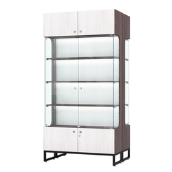 Витрина Монти №5-П двусторонняя, Ясень Анкор темный + Ясень Анкор светлый