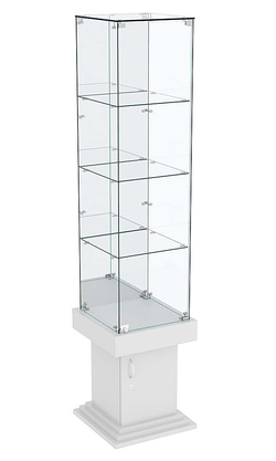 Витрина стаканчик с тремя полками и зеркалом ДОНЖОН №8, Серый