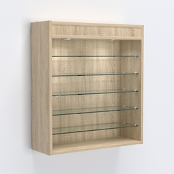 Витрина настенная №201-7Г открытая с пятью полками и верхним светом, Дуб Сонома