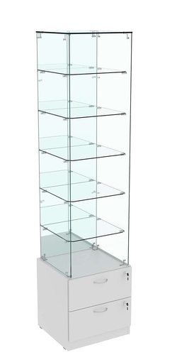 Витрина ХРУСТАЛЬ №608 стаканчик (З/C - зеркало), без дверей, Серый