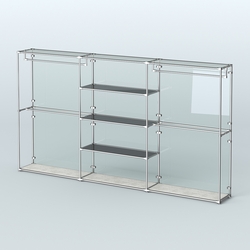 Торговая система ХРОМ (задняя стенка - стекло) 3600 мм с тонированными полками и поручнями №2, Метрополитан Грей