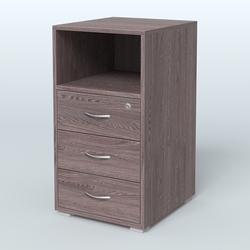 Тумба приставная 3 ящика с нишей, Ясень Анкор темный