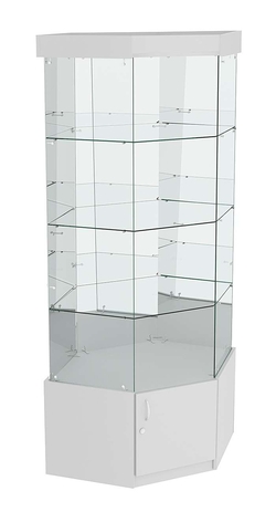 Витрина "Истра" угловая №119, шестигранная (З.С-зеркало), без дверей, Серый