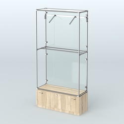 Торговая система ХРОМ (задняя стенка - стекло) 1200 мм №4-1 с тумбой Т-11 и поручнями, Дуб Сонома