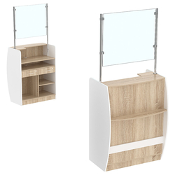 Прилавок кассовый Бриз с экраном №1-Э, Дуб Сонома + Белый