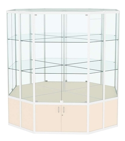 Витрина из профиля островная восьмигранная №2, Крем Вайс