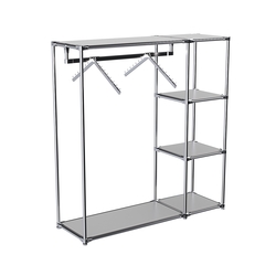 Хромированный стенд-вешало TD-43 №1-3 Хром с полками ДСП 16мм, Серый