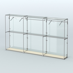 Торговая система ХРОМ (задняя стенка - стекло) 3600 мм с поручнями №3, Крем Вайс