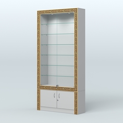 Витрина закрытая с декором №ВБА-31, Серый