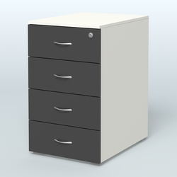 Тумба приставная для компактных столов 4 ящика с замком Тарли, Белый и Черный