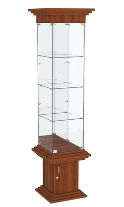 Витрина стаканчик с зеркалом и тремя полками КОЛОСС №4, Орех